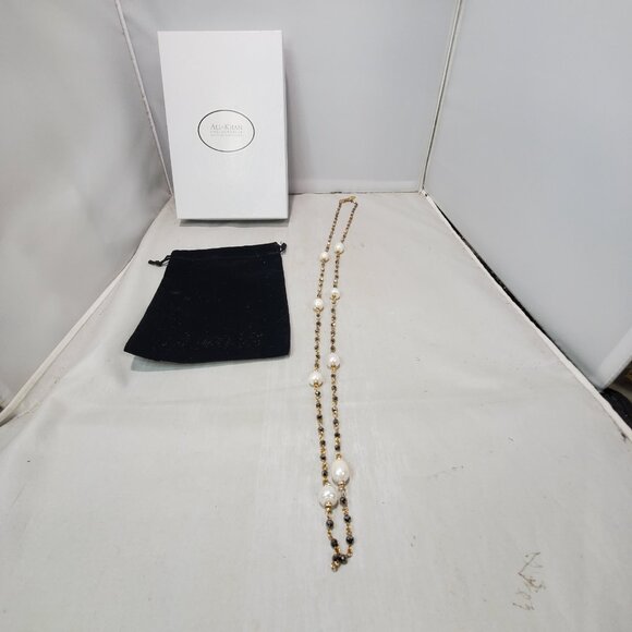 Ali Khan gold chain with baroque pearl and rhinestones necklace - Picture 3 of 10